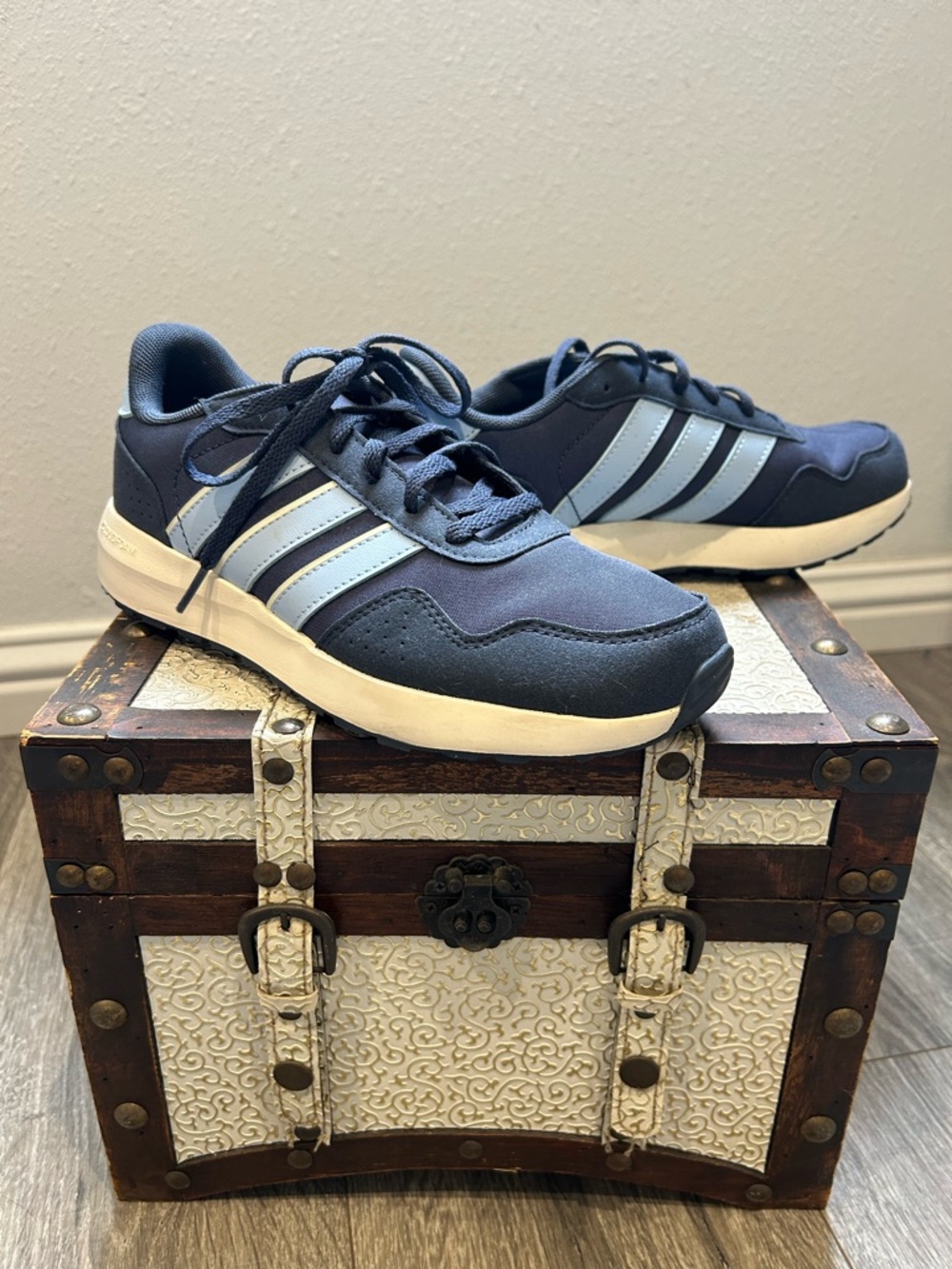 adidas Navy Sneakers with Light Blue Stripes